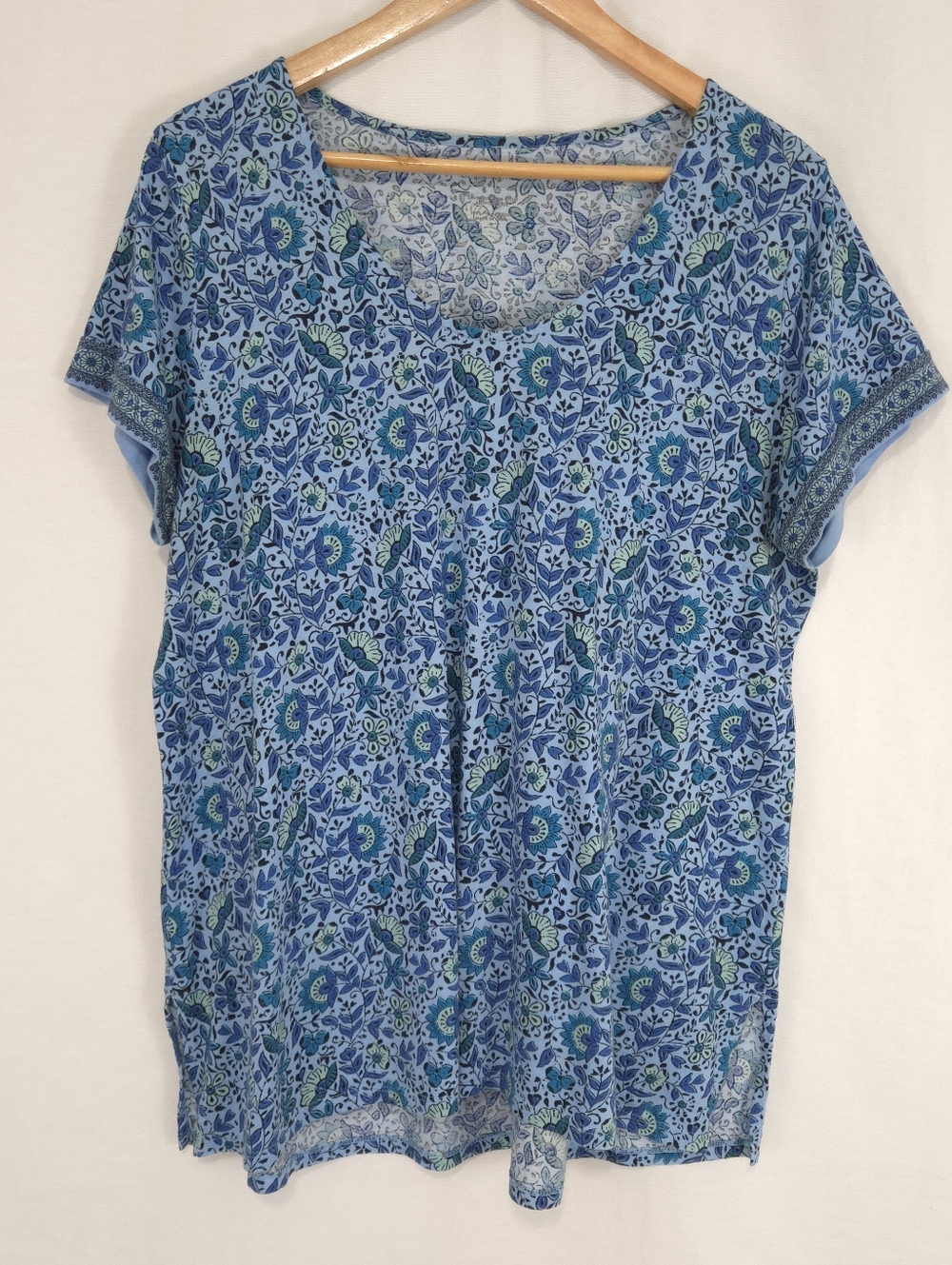 J. Jill Pure Jill Side Slit Elliptical Tee Blue